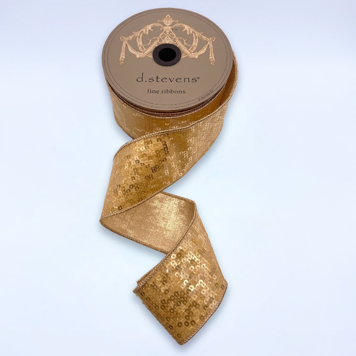 Champagne Ice Sequin Shimmer Metallic Ribbon 2.5" x 10 Yds