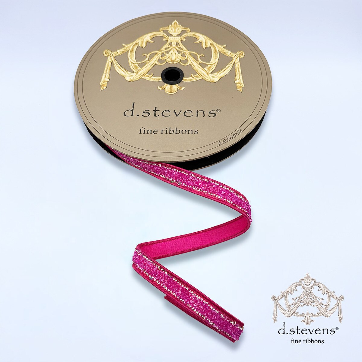 Hot Pink Poly Rock Candy Crystal Side Trim Ribbon 0.5" x 10 Yds