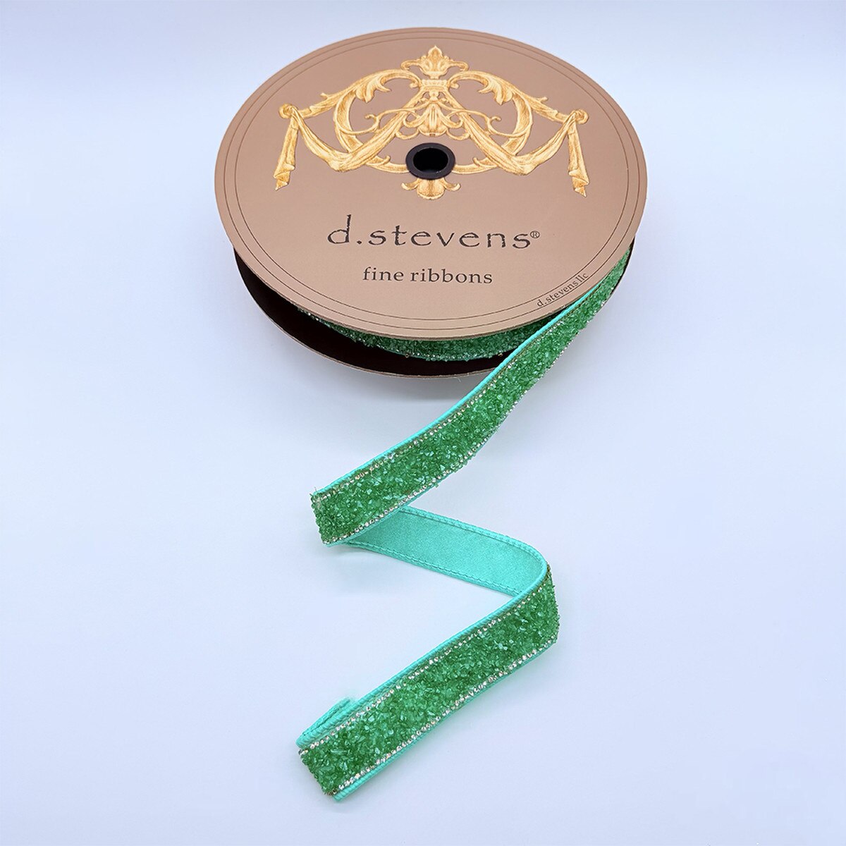 Green Poly Rock Candy Crystal Side Trim Ribbon 1" x 10 Yds