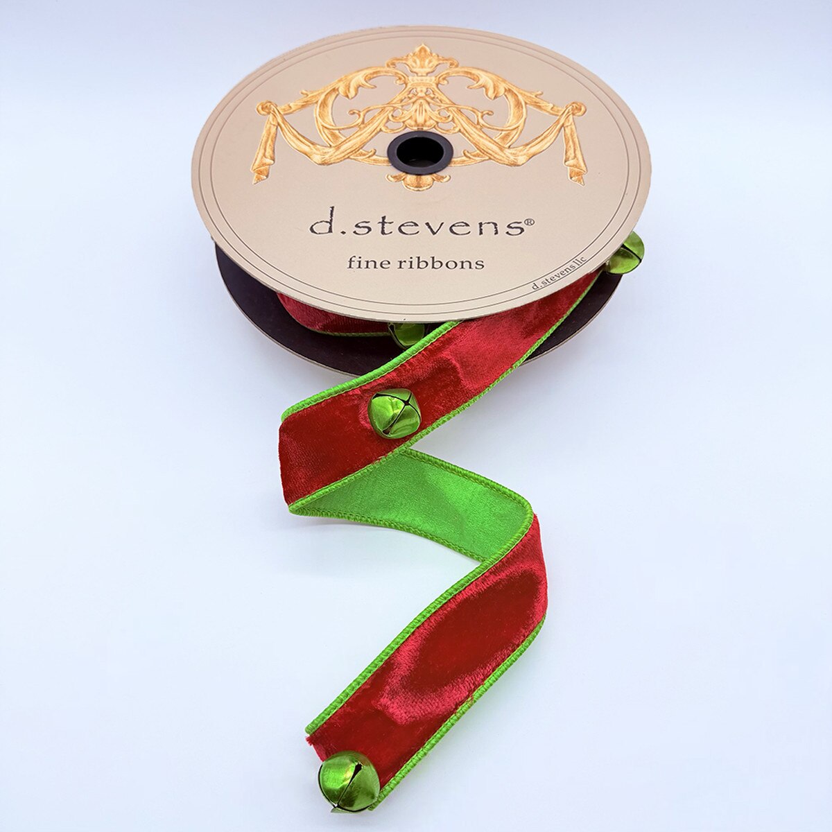 Jingle Bells Velvet Metallic Green with Red Lime Green Ribbon