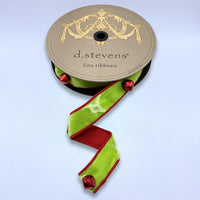 Jingle Bells Velvet Metallic Red with Lime Green Ribbon