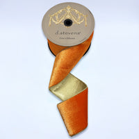 Orange Ribbon Ice Velvet Metallic Gold 4 Inch x 10 Yards