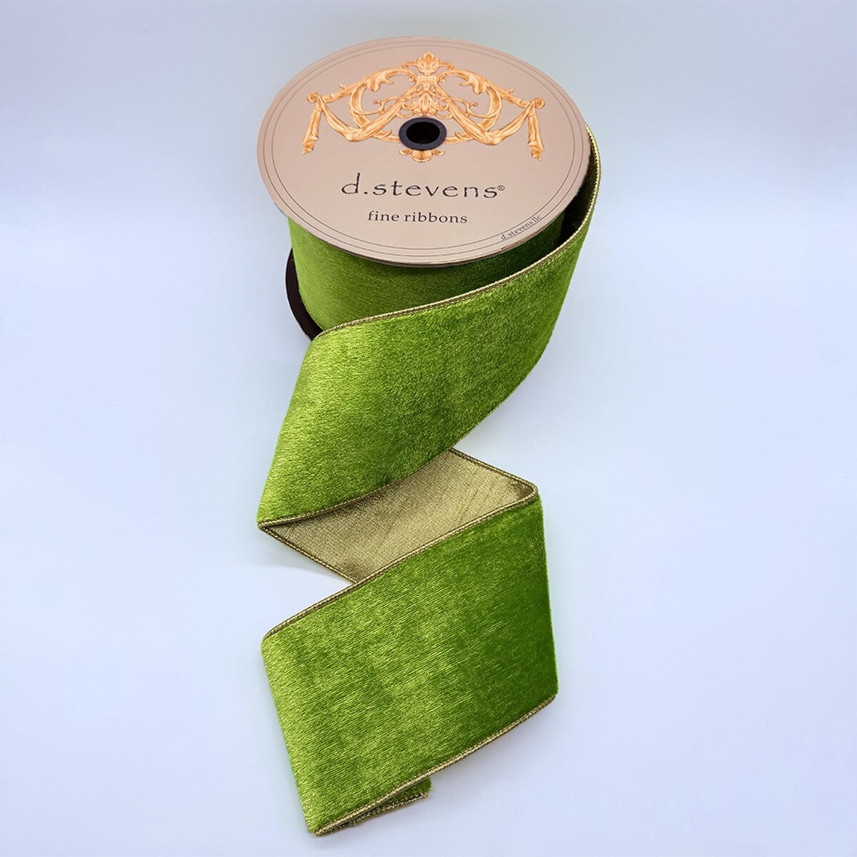 Lime Ice Velvet Metallic Gold Back Ribbon 4 Inch x 10 Yards