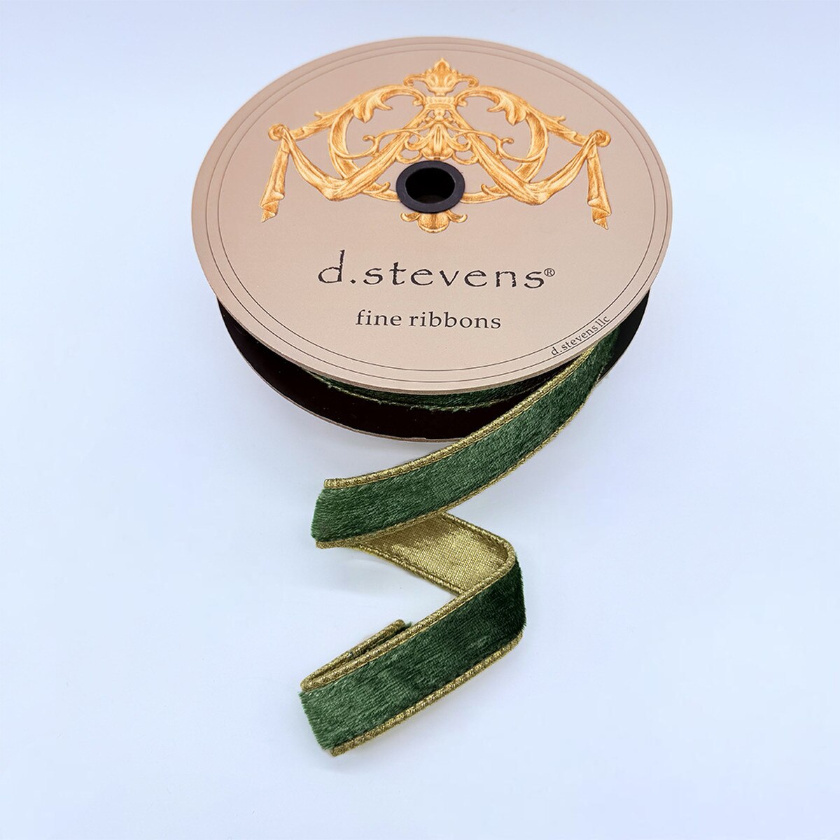 Pine Ribbon Ice Velvet Metallic Gold 1 Inch x 10 Yards