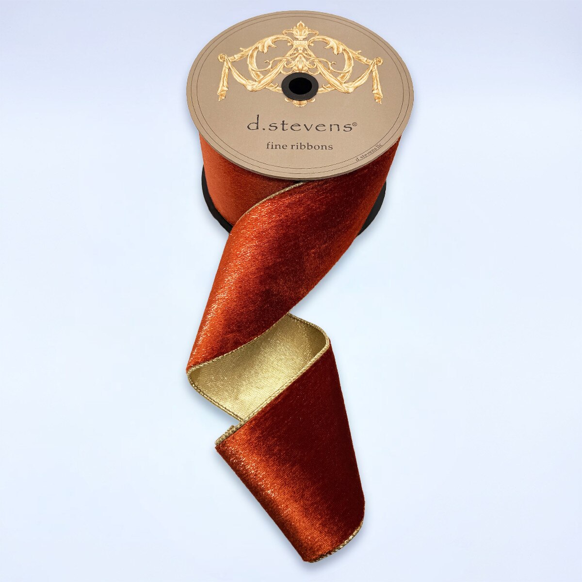 Cinnamon Ribbon Ice Velvet Metallic Gold Back 4" x 10 Yds