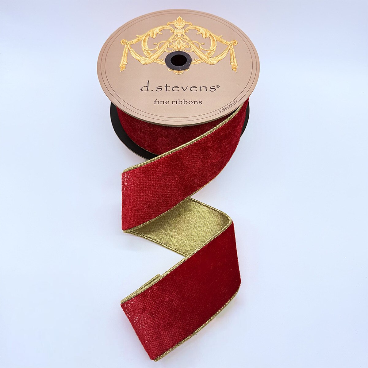 Metallic Gold Ice Velvet Ribbon 2.5" x 10 Yds Red
