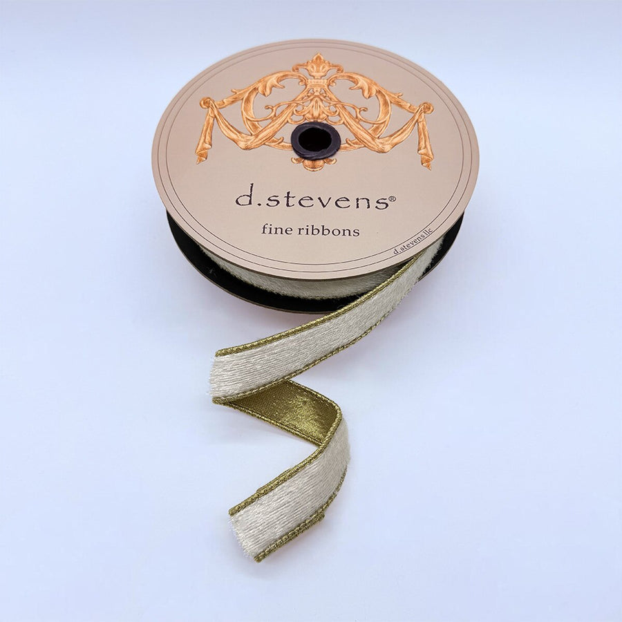 Metallic Gold Back Pearl White Ribbon 1 Inch x 10 Yards