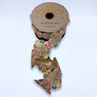Embroidery Ribbon Pink Gold Teal Peach 2.75