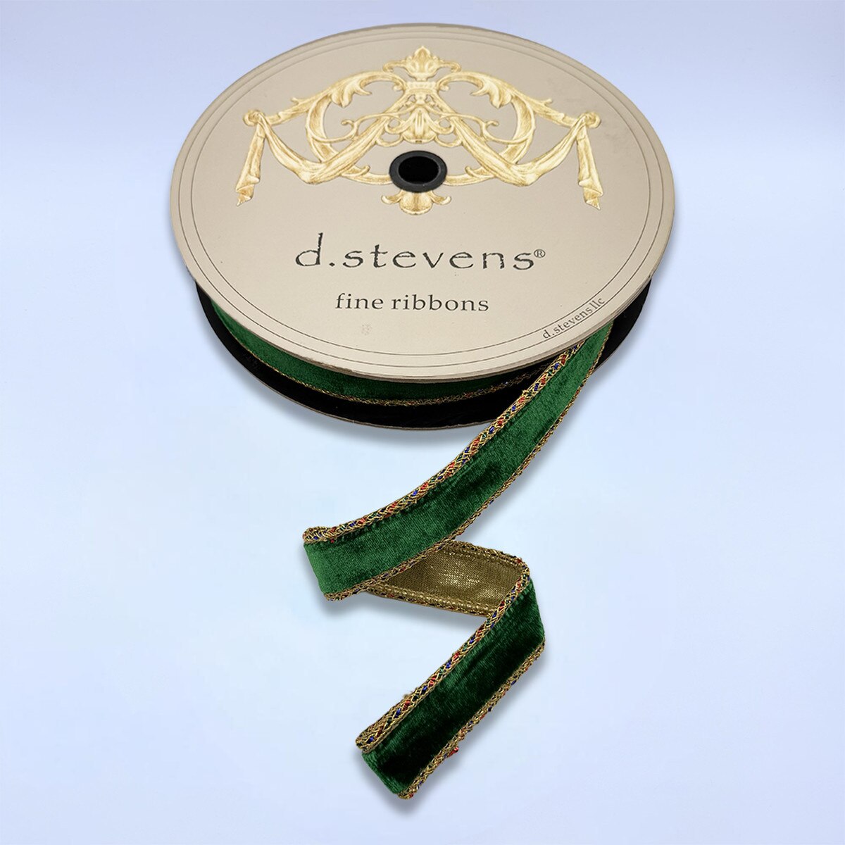 Emerald Green Velvet Braided Trim Ribbon 1 Inch x 10 Yds