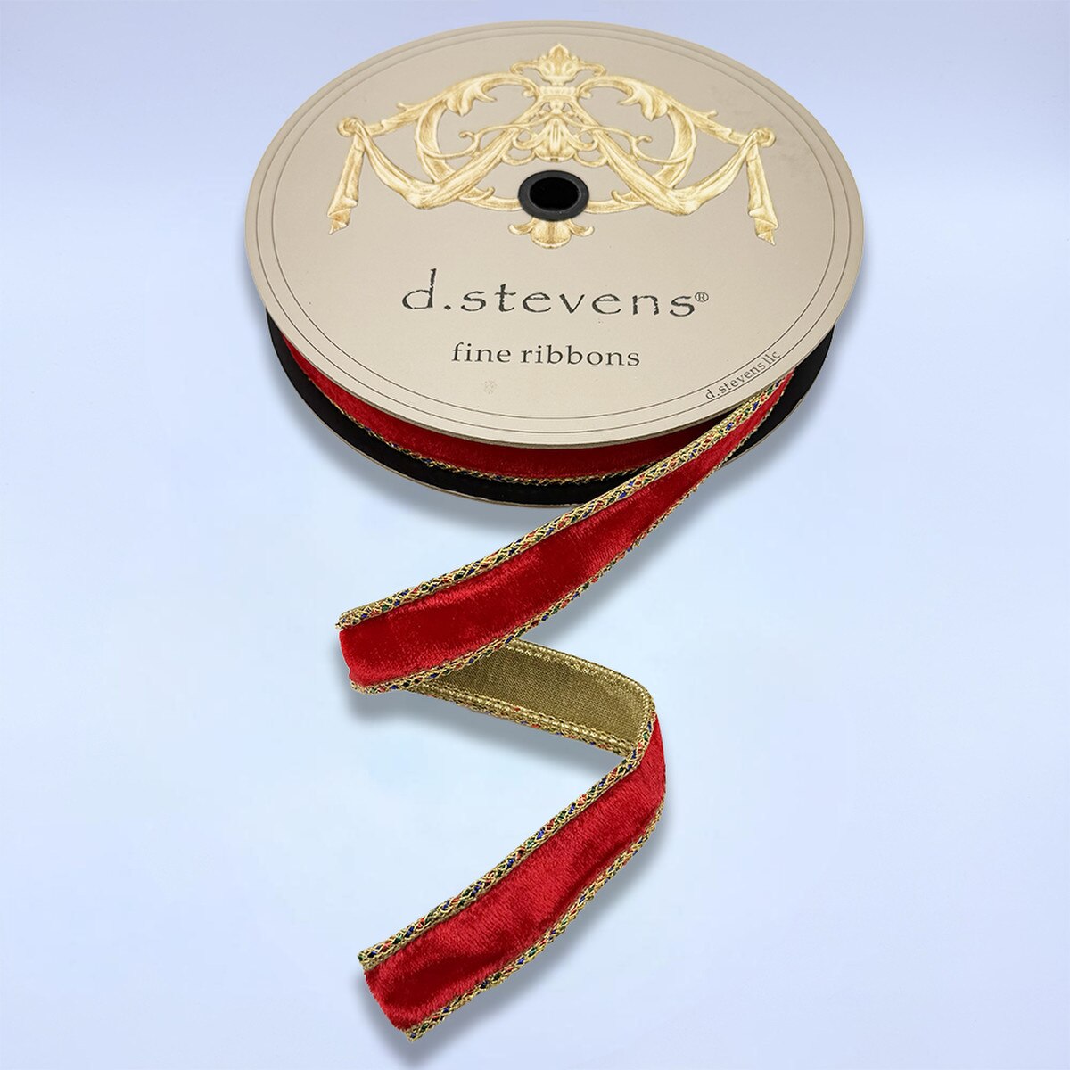 Braided Trim Red Ribbon Velvet 1 Inch x 10 Yards