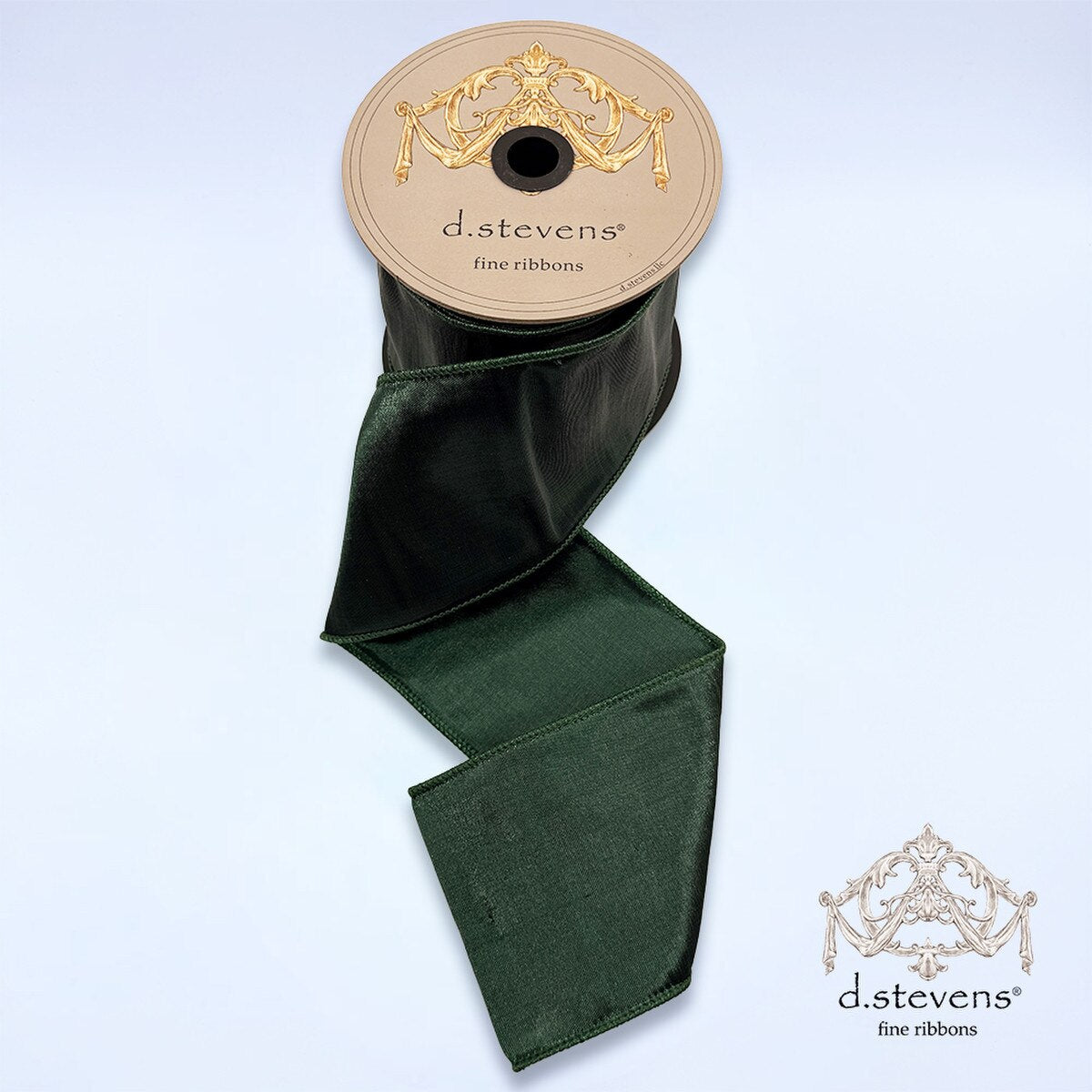 Metallic Dupion Ribbon New Dark Pine 4 Inch x 10 Yards