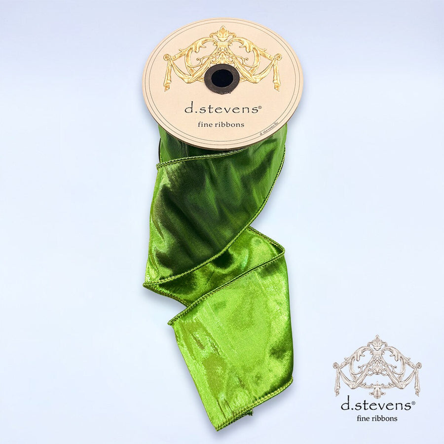 Metallic Dupion Ribbon New Llime 4 Inch x 10 Yards