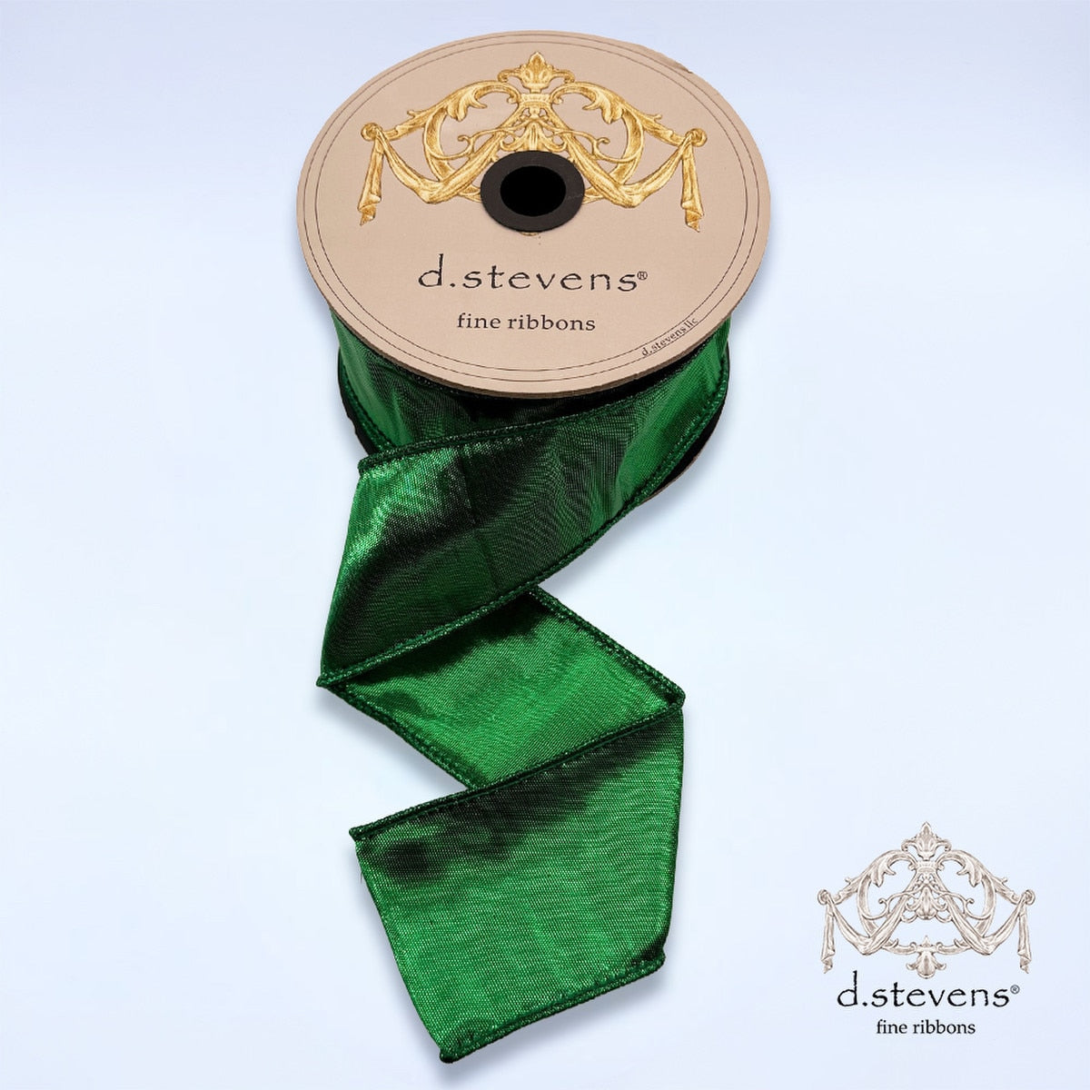 Emerald Metallic Dupion Ribbon 2.5 Inch x 10 Yards