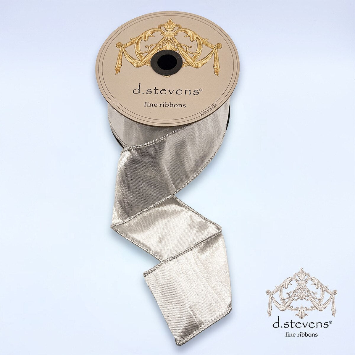Metallic Silver Dupion Ribbon 2.5" x 10 Yds