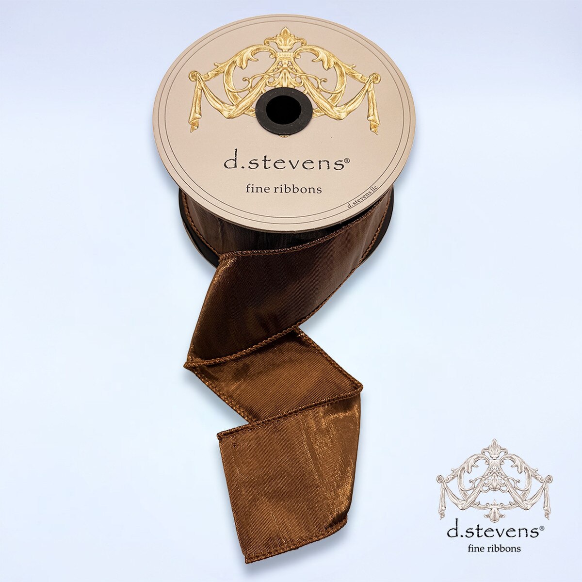 Brown Metallic Dupion Ribbon 2.5" x 10 Yds