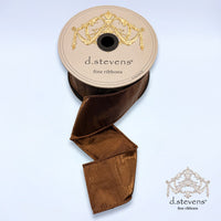 Brown Metallic Dupion Ribbon 2.5