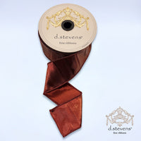 Metallic Dupion Ribbon New Red Brown 2.5