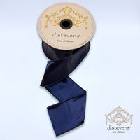 Dark Blue Metallic Dupion Ribbon 2.5 Inch x 10 Yards