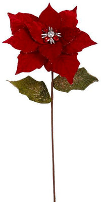 Jeweled Poinsettia Stem, Large - 24 Inches