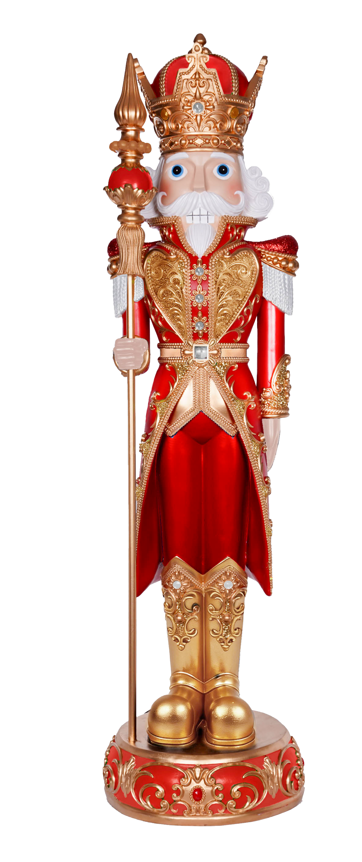 5 FT Metallic Red & Gold King Nutcracker With Staff