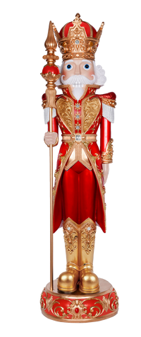 5 FT Metallic Red & Gold King Nutcracker With Staff