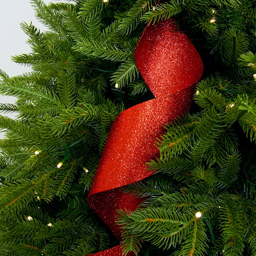 32" Red Glitter Finial Swirl Ornament