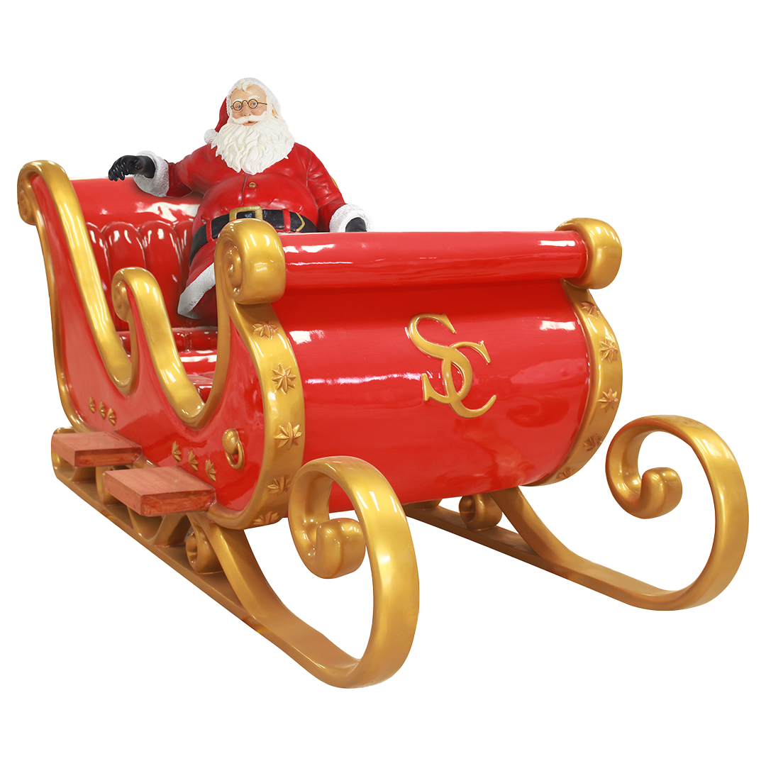 10 FT Red & Gold Santa Sleigh 4 Seater