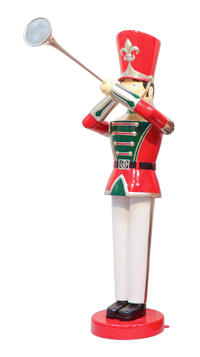 6 FT Red, Green, Gold, and White Toy Soldier With Trumpet