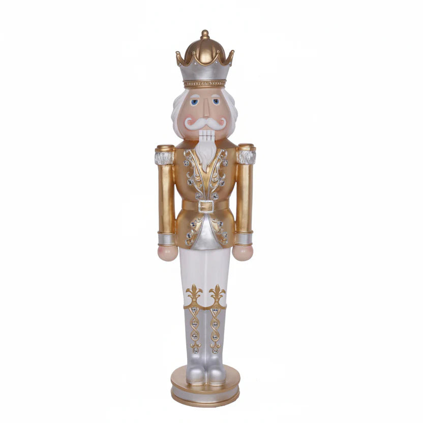 3 FT White, Gold, & Silver King Nutcracker