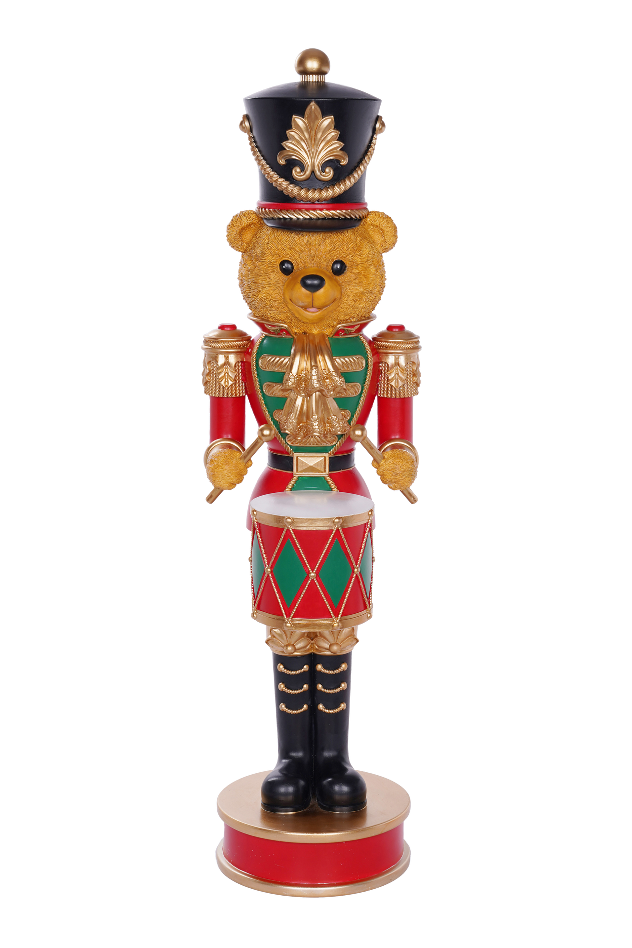 36" Red & Green LED Bear Nutcracker With Drum