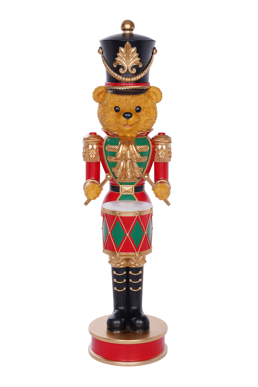 36" Red & Green LED Bear Nutcracker With Drum