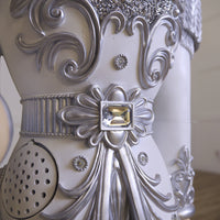 6 FT Silver & White King Nutcracker with Music & Warm White LED Lights