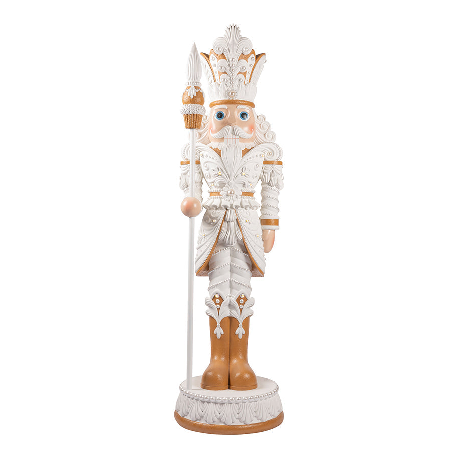 6 FT Lighted White & Gold Nutcracker