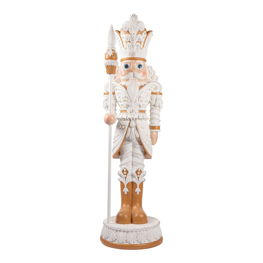 6 FT Lighted White & Gold Nutcracker
