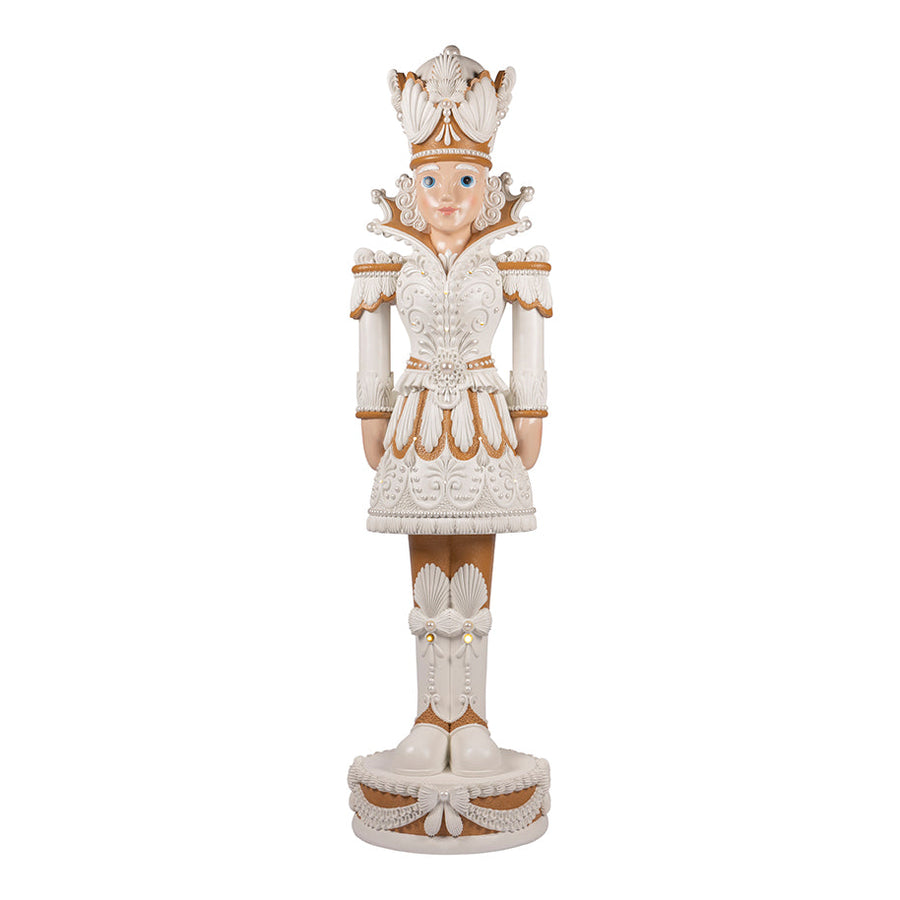6 FT Lighted Girl White & Gold Nutcracker