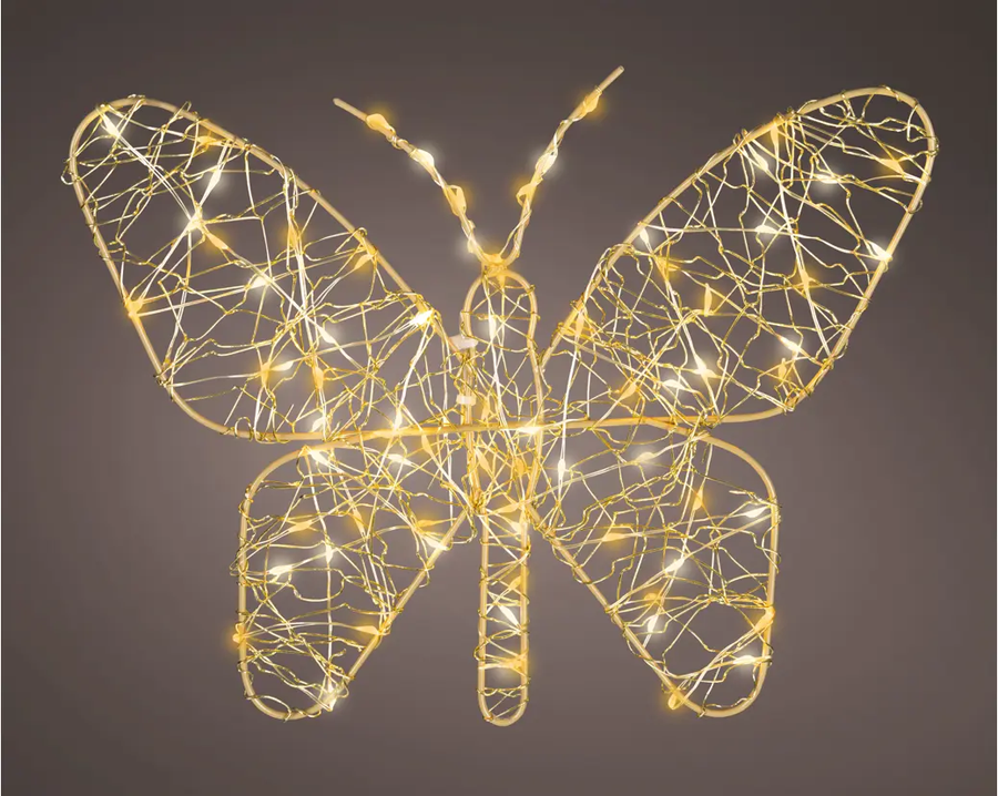 9" Micro Warm White & Classic Warm LED Gold Butterfly Battery Operated