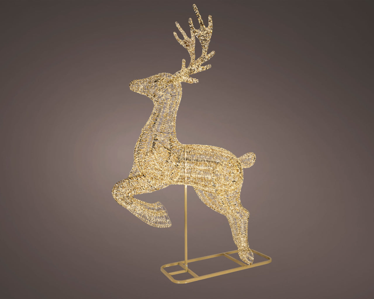 11 FT Gold Reindeer Micro Warm White LED