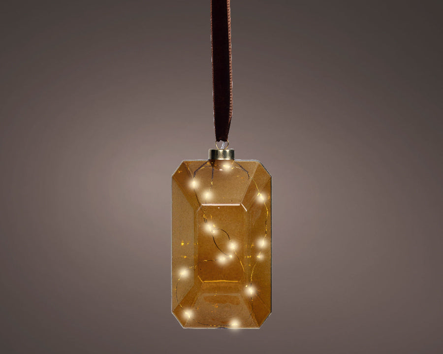 7" Micro LED Brown Jewel Ornament Battery Operated