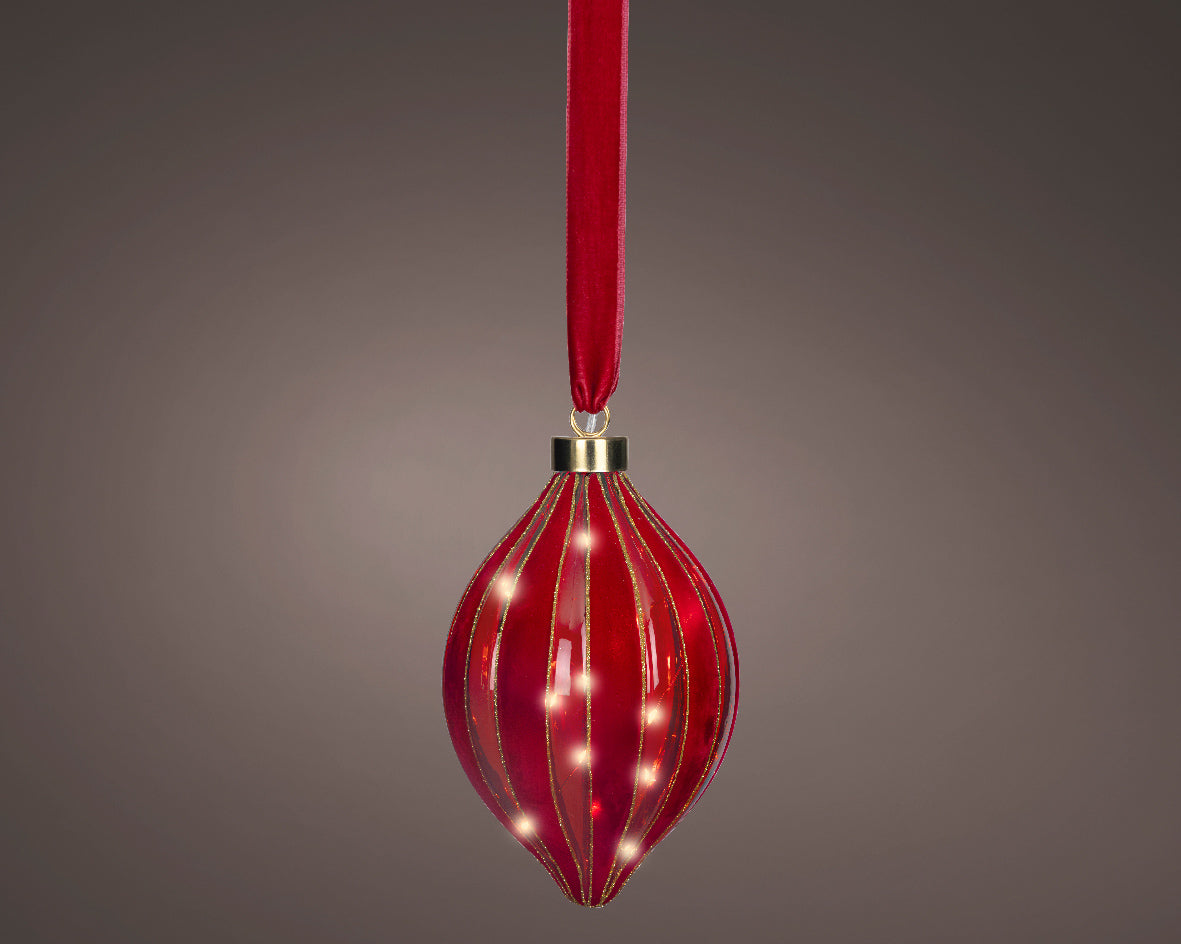 8" Micro LED Red Drop Ornament Battery Operated