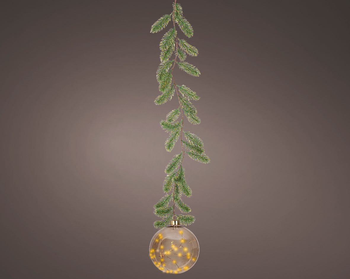 8" Micro LED Amber Ball Ornament Battery Operated