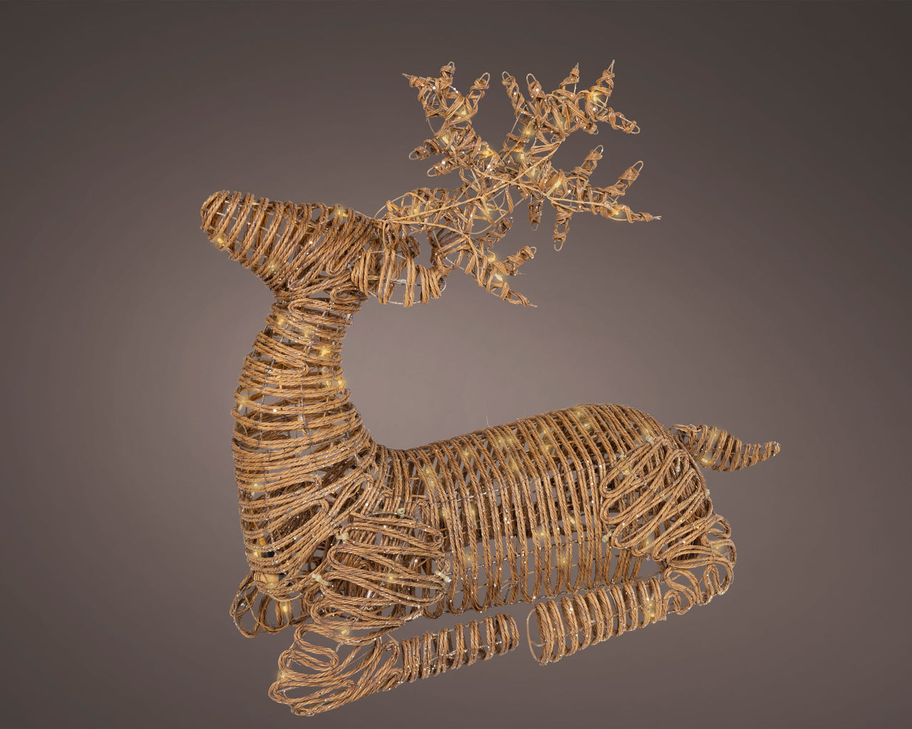 3 FT 144 LED Soft Warm Brown Wicker Laying Reindeer