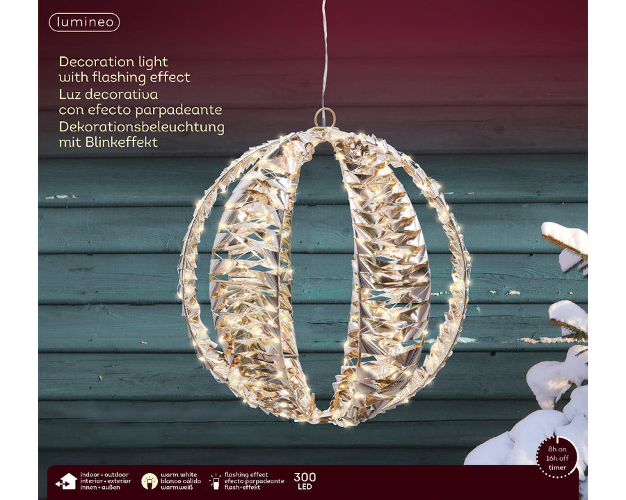 12" 300 LED Warm White Micro Gold Ball