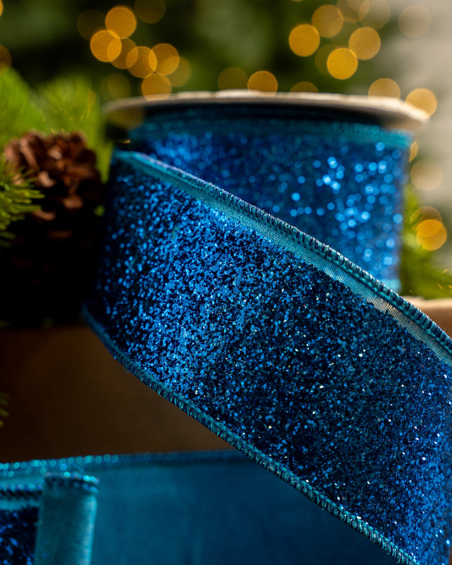 2.5" X 10YD Midnight Blue Full Glitter Ribbon