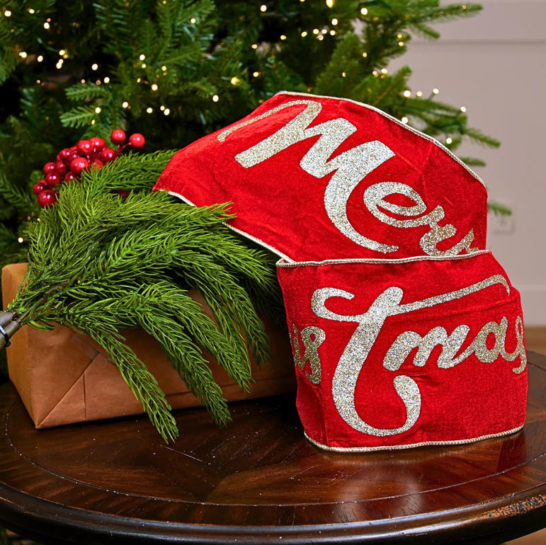 6" X 3YD Merry Christmas Ribbon