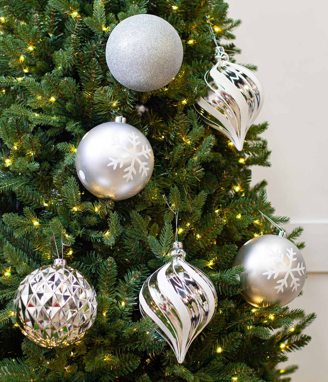 6" Shiny, Matte & Glitter Shatterproof Ball Ornament Pack Of 6