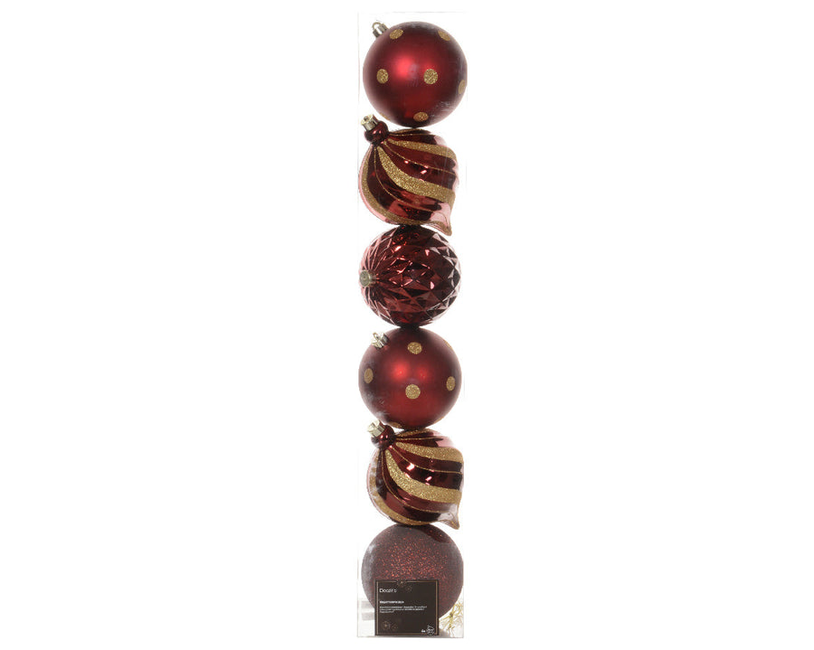 6" Shiny & Matte Shatterproof Ball Ornament Assorted Pack Of 6