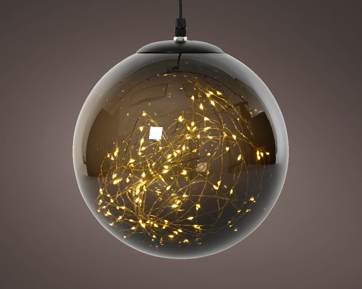 14" Micro 300LED Warm White Cappuccino Ball Ornament