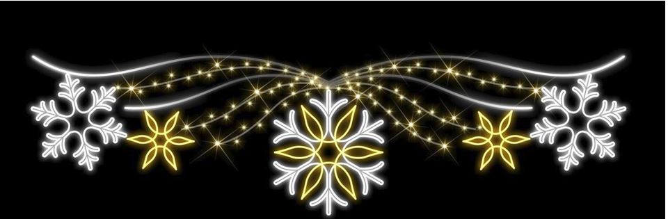 11 FT X 3 FT Warm White & Pure White Snowflakes LED Street Banner