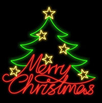 4.5 FT X 4.5 FT Warm White, Red, & Green LED Merry Christmas Tree