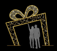 12 FT X 12 FT Warm White LED Gold Gift Box Photo Op
